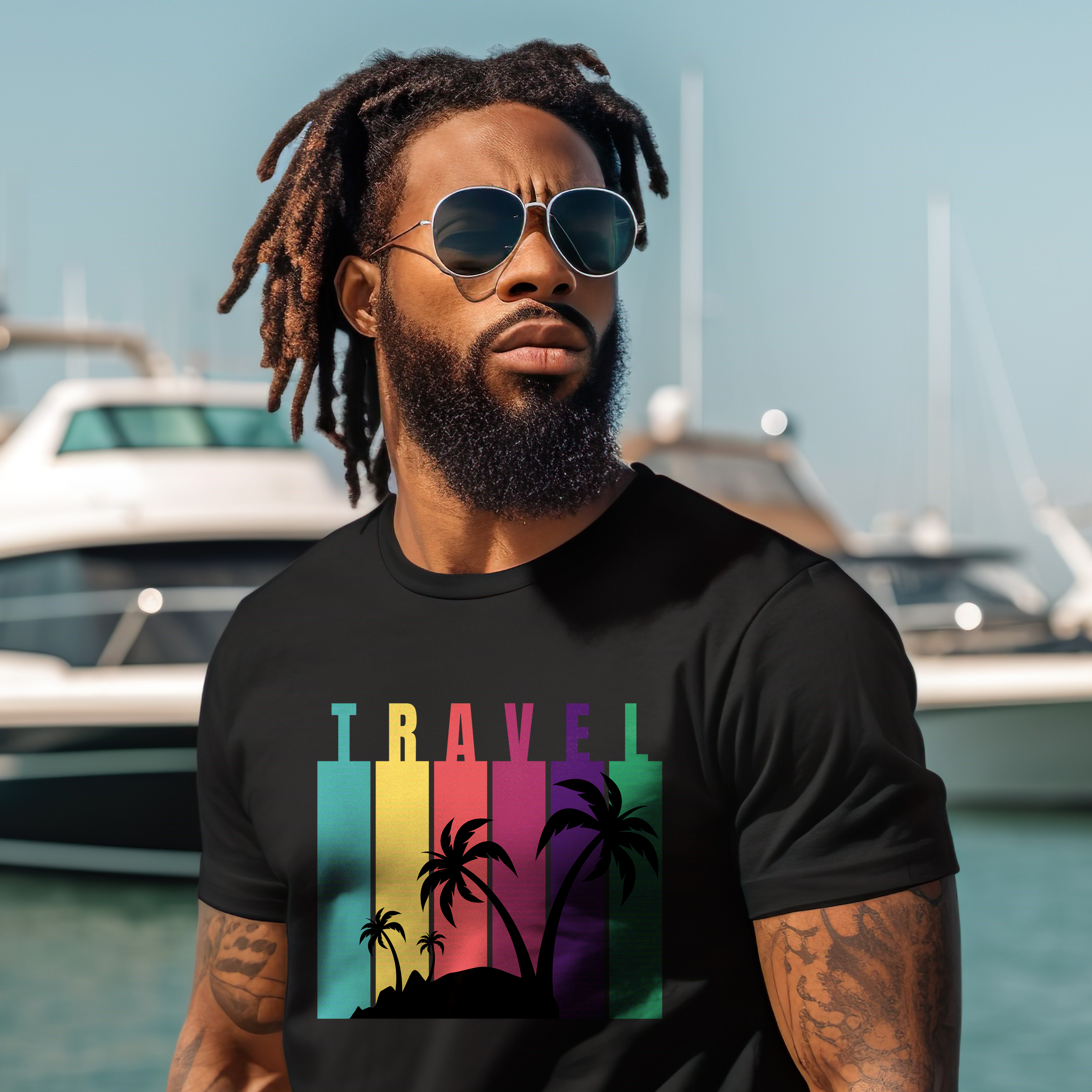 Vintage Palm Trees Travel Shirt, World Traveler Tshirt, Vacation, Gift for Traveler, Wanderlust Travel Lover Outfit, Unisex Heavy Cotton Tee