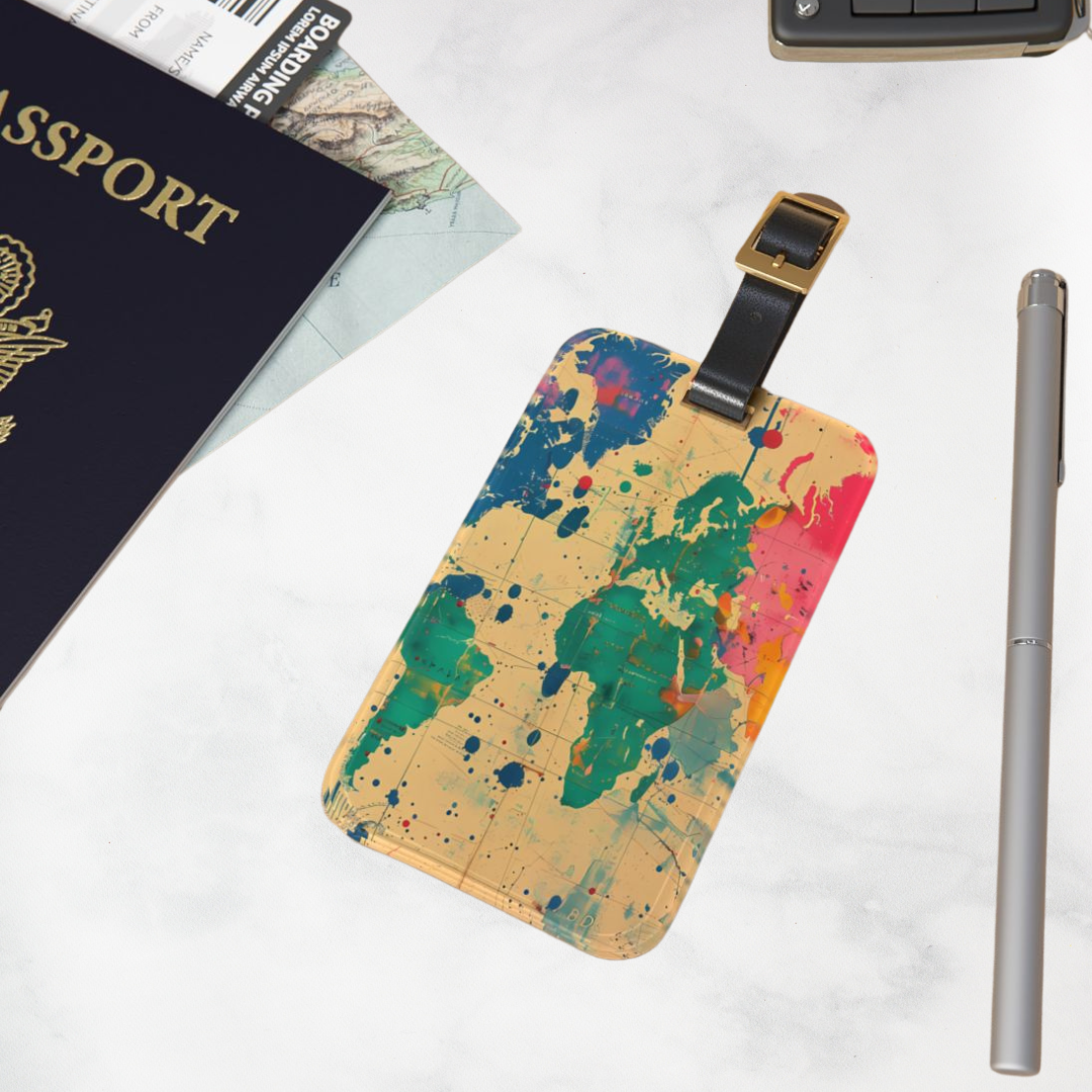 Mr. Wonderful Set Etichetta Bagaglio + 7 Adesivi - Destination: The World, Unisex, Multicolore - 2